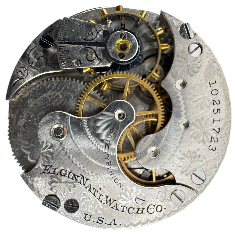Antique 6s 1904 Elgin 7 Jewel Mechanical Hunter Pocket Watch Movement 206 USA