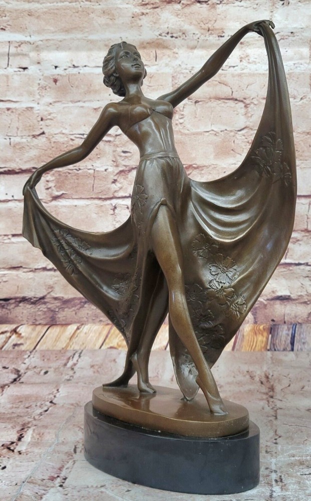 Cesaro Bronze Dancing Girl Art Deco Sculpture Elegant Home Decor