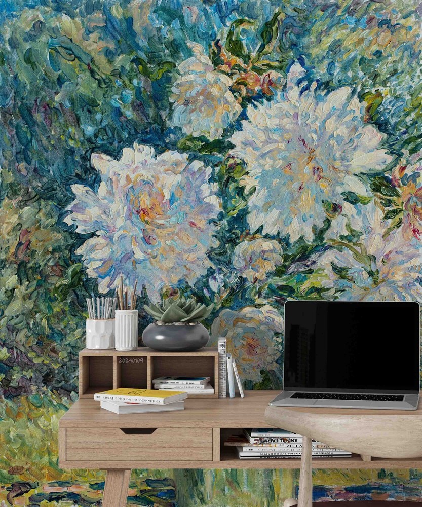 3D Floral Oil Painting Wallpaper Mural Peel and Stick Wall Sticker  