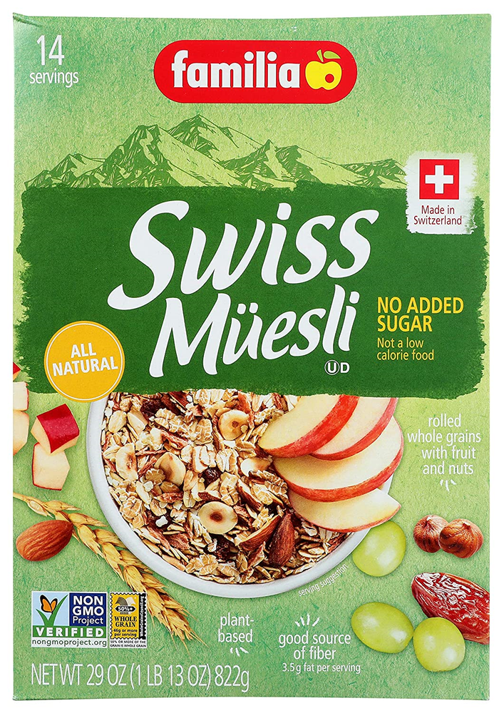 Familia Swiss Muesli Cereal, No Added Sugar, 29 Ounce Pack of 6