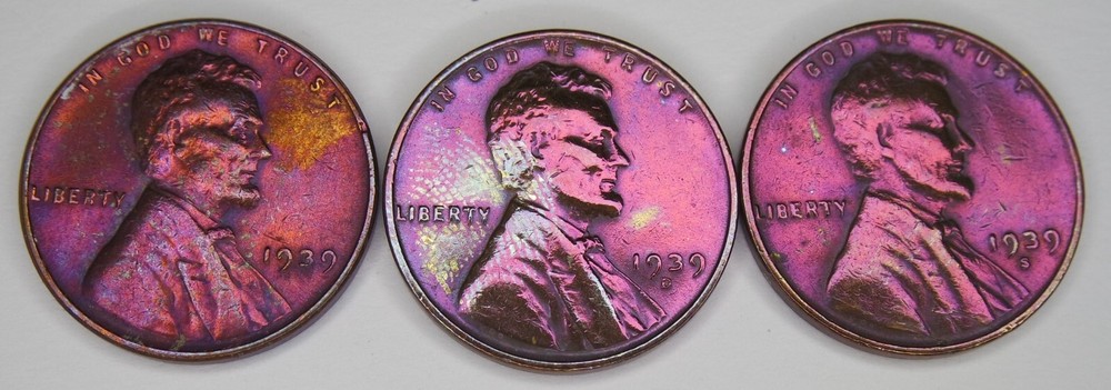 1939 P D S Lincoln Cent Wheat Penny Set **Vintage Coin**