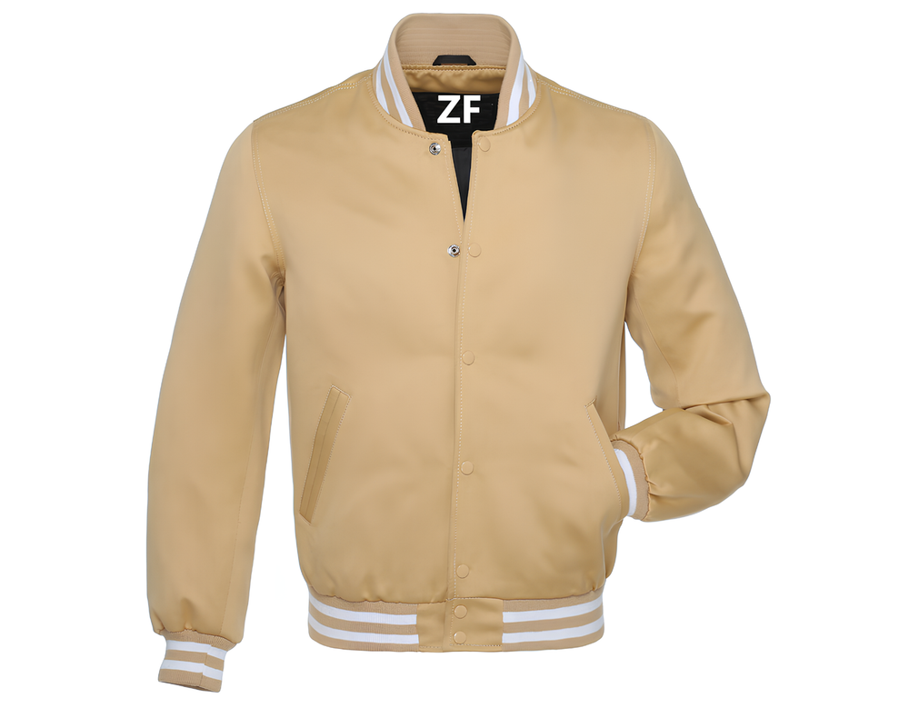 Custom Made Letterman Jacket Baseball Jacket Iovry Cream Satin Men L