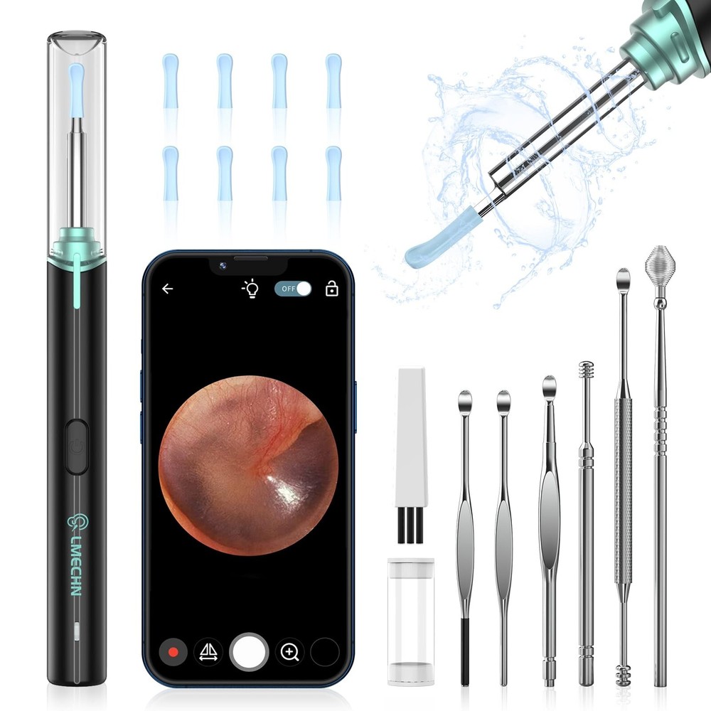 Visual otoscope,earwax removal kit with camera,equipped with 8 silicone earplugs-image