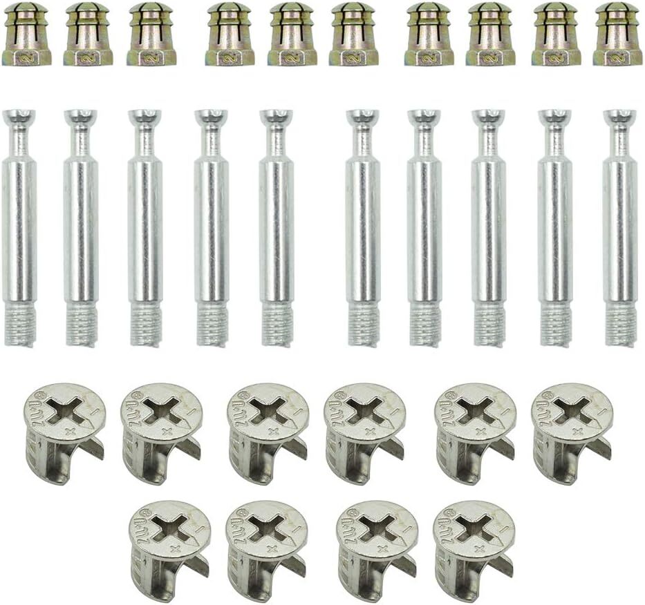 10Set Cabinet Furniture Connecting Cam Fitting with Dowel and Pre-Inserted Nut