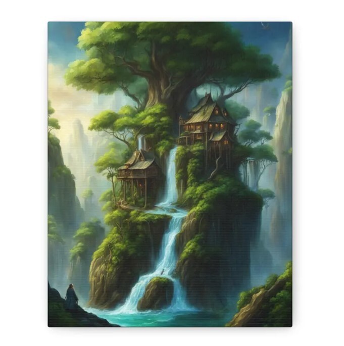 Fantasy Matte Wall Art Treetop Falls for Home Decor Lovers