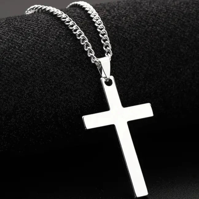 Men's Simple Black Cross Pendant Necklace