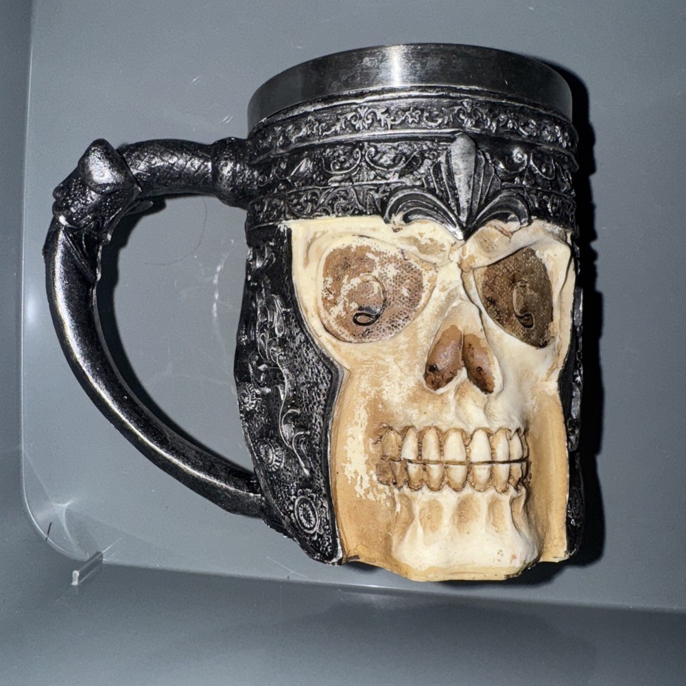 Viking Skull Stainless Steel Drinking Mug for Beer or Mead  
