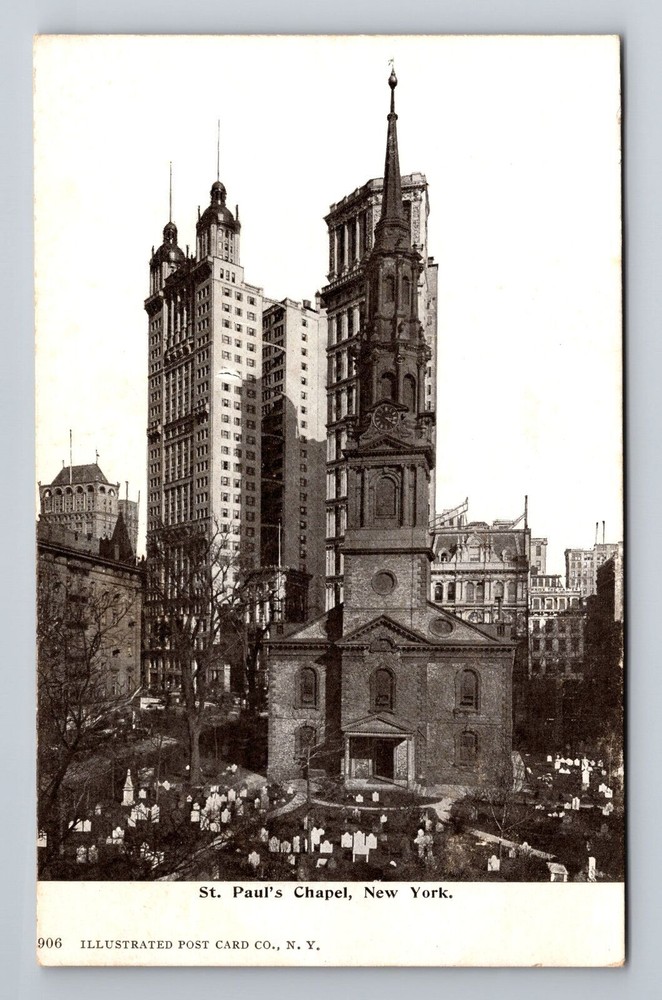 New York City NY, St Paul's Chapel, Souvenir, Vintage Postcard