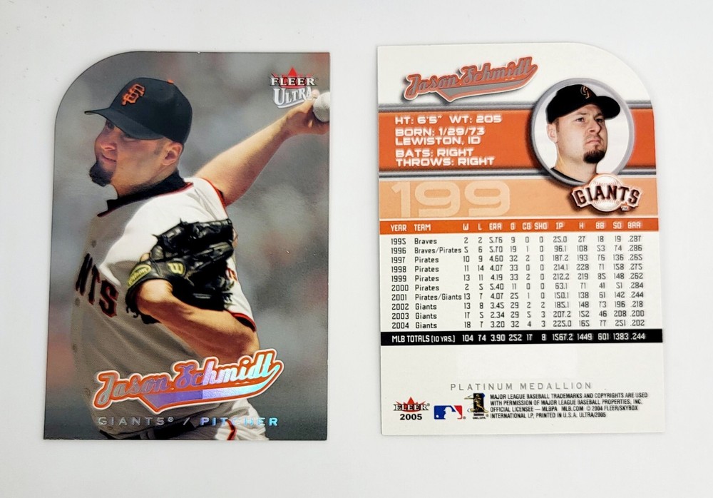 2005 Ultra San Francisco Giants Jason Schmidt Mint Platinum Medallion Die-Cut
