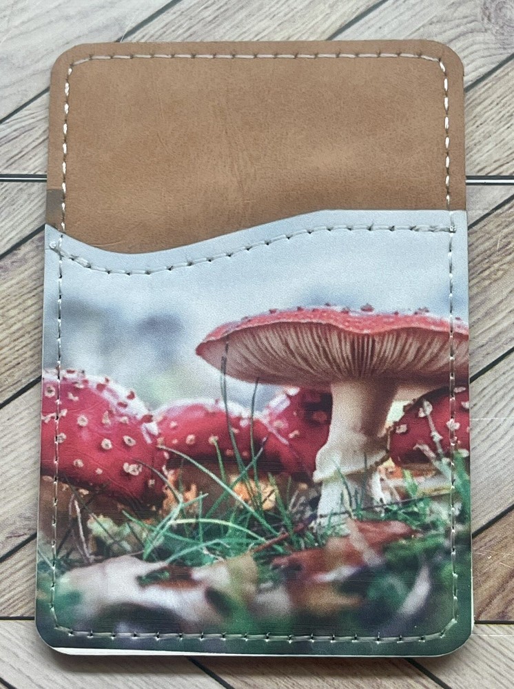 Stick-On Leather Credit Card Wallet Holder for Universal Cell Phone Adhesive Pocket-image