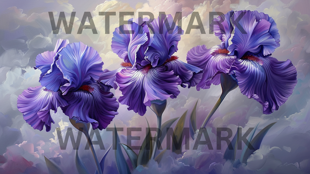 Purple Irises Digital Art Painting Wallpaper for Desktop-image