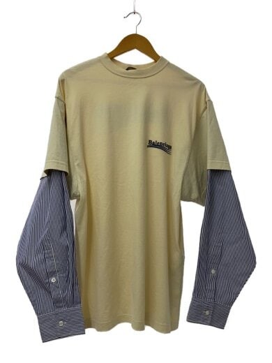 BALENCIAGA/Political Campaign/Layered LS Cut and Sew/L/Cotton/CRM/698631 TMVN3