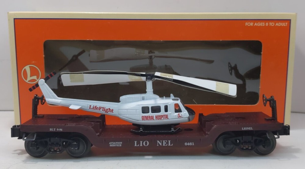 Lionel 6-16968 O Gauge Aviation Flatcar with Ertl Helicopter #6461 LN/Box