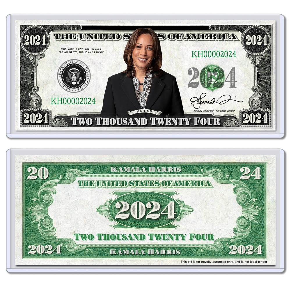 Kamala Harris 2024 Presidential Collectible USA America Dollar Bill with Case
