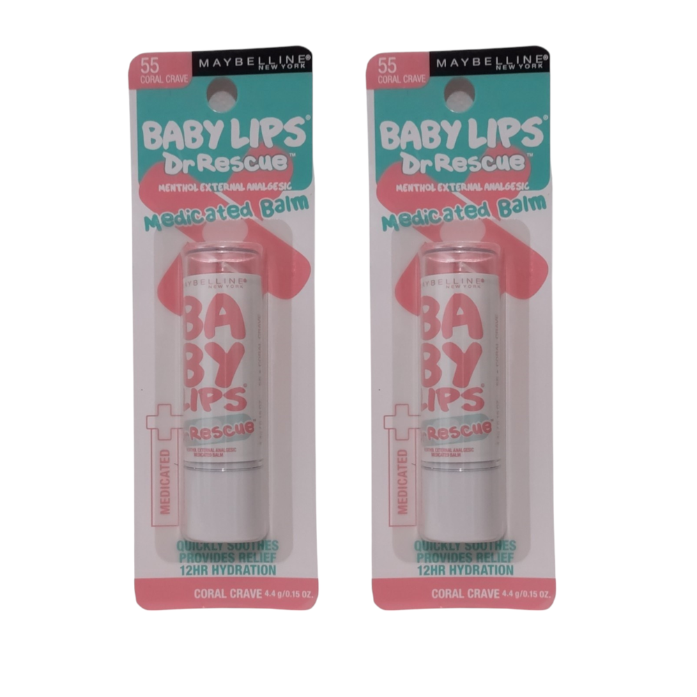 Maybelline Baby Lips Dr Rescue Medicated Balm Set of 2 Coral Crave 55 Lip Care