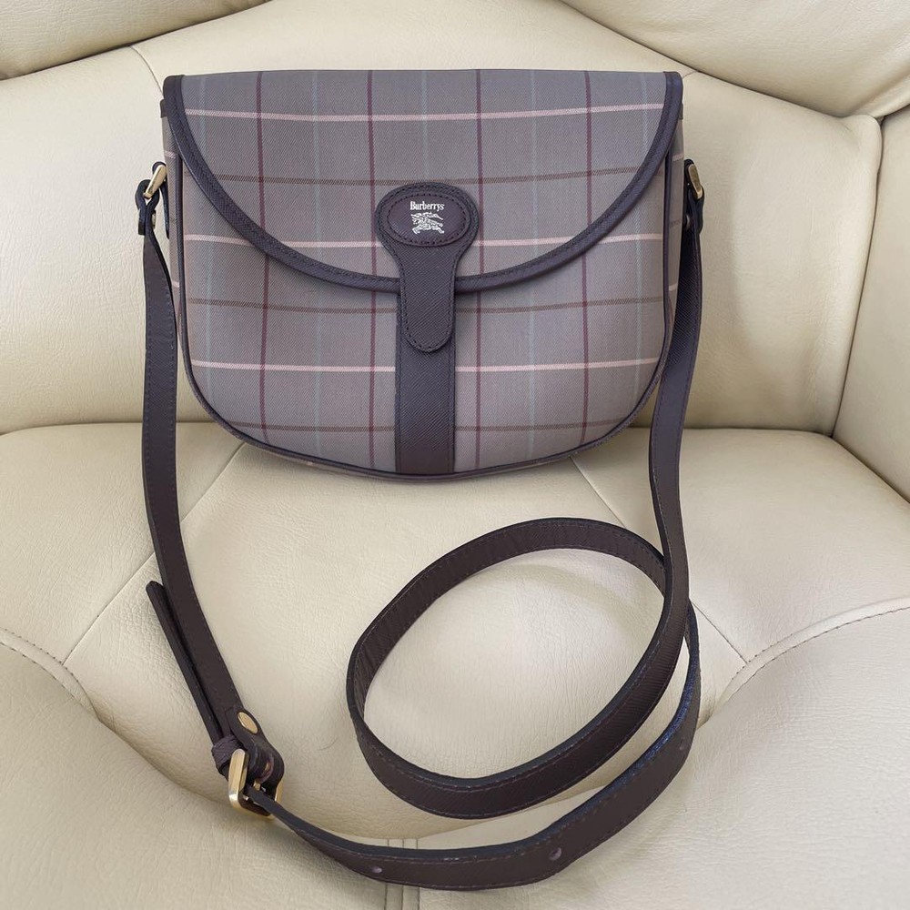 Burberry Shoulder Bag Nova Check Canvas Beige Authentic F0807235