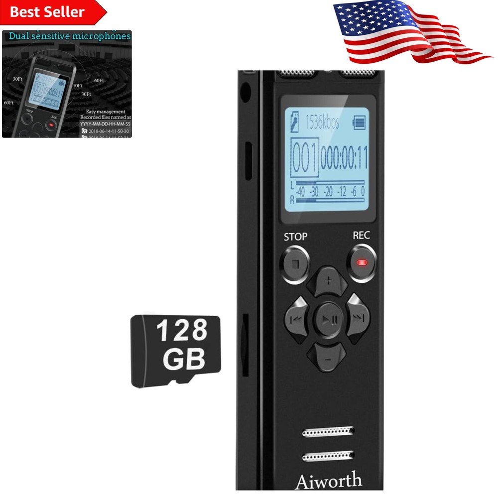 136GB Digital Voice Recorder with Password Protection - Crystal-Clear Recordings-image