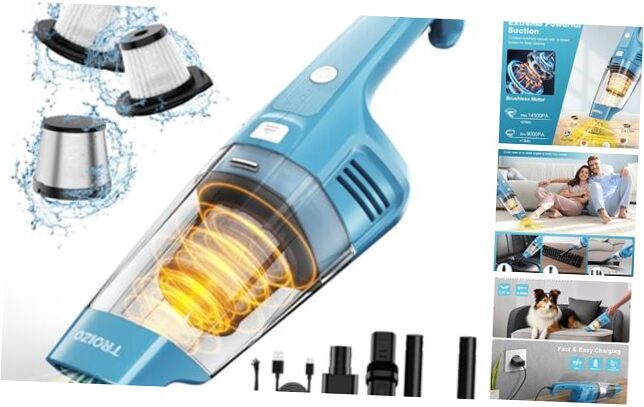 Ручной беспроводной портативный автомобильный пылесос с 14500PA синий