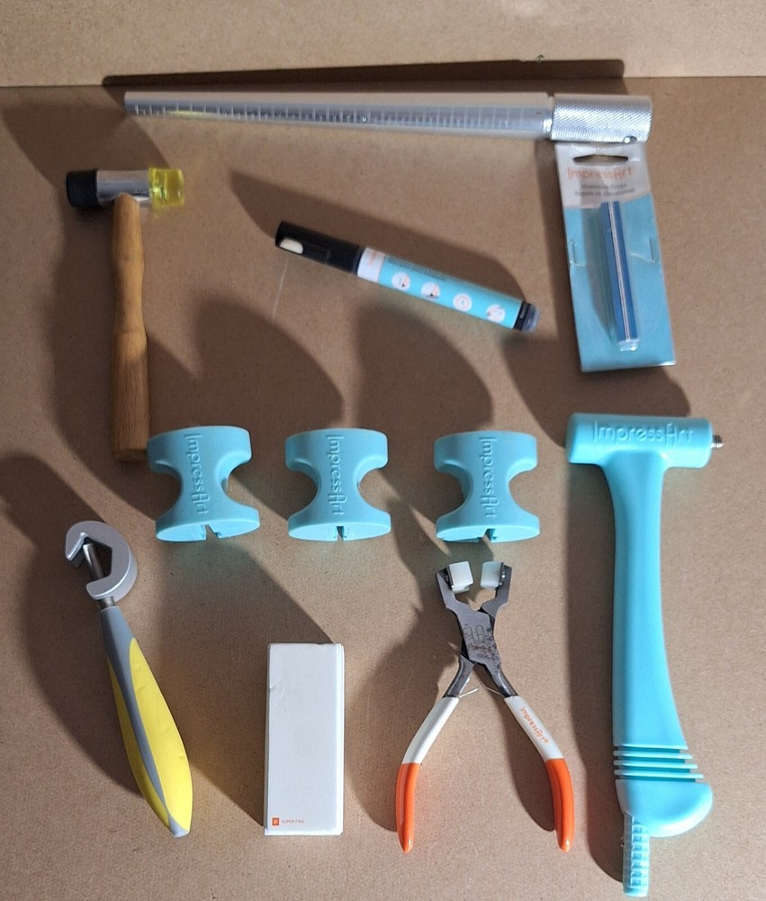 ImpressArt Metal Stamping Tools Hammer Polishing Block Pliers Aluminum Rings Lot