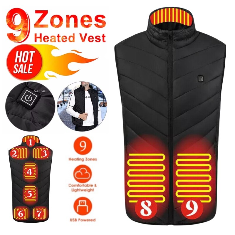 Winter New Heating Vest Men's USB Infrared Thermal Jacket Smart Heating Clothes