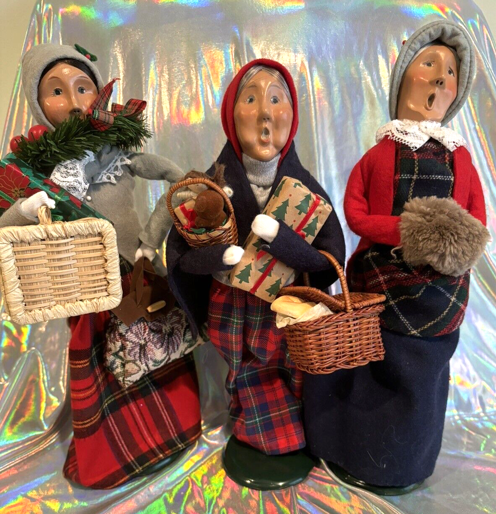 Byers' Choice Lot 3 Victorian Christmas Carolers Women Gifts, Muff Made in USA