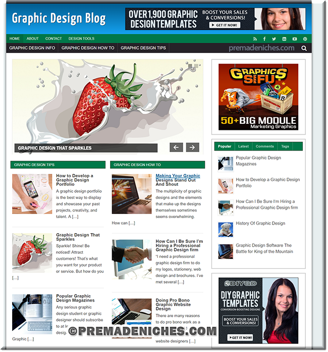 NEW Graphic Designer Niche Ready Made  Website Affiliate Income