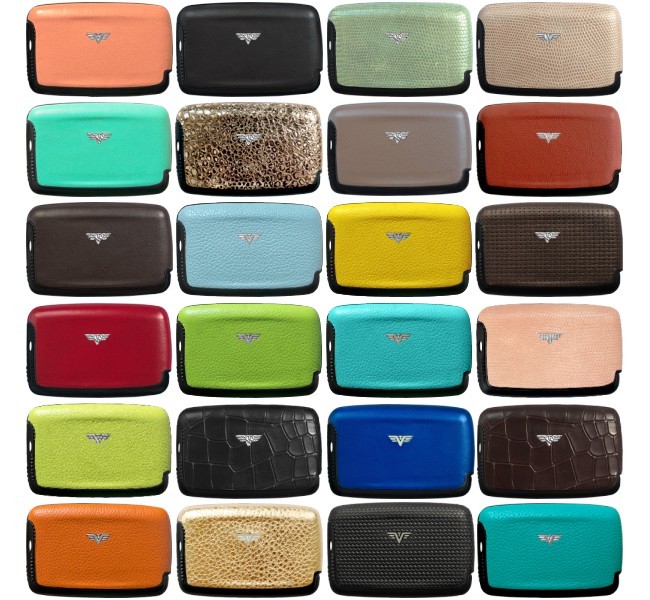 Tru Virtu Leather Aluminum Credit Card Case Business Card Holder