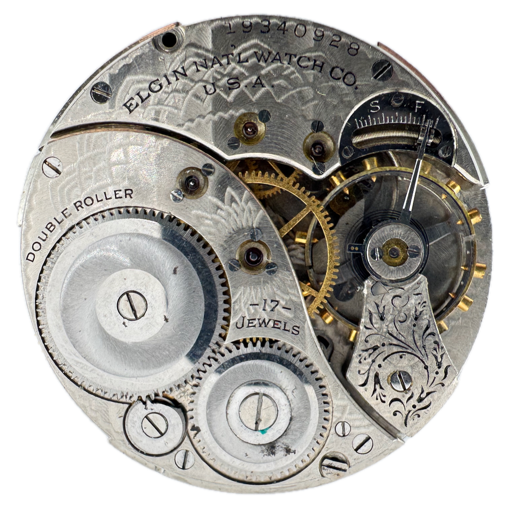 Antique 12 Size 1917 Elgin 17 Jewel Mechanical Pocket Watch Movement 345 USA