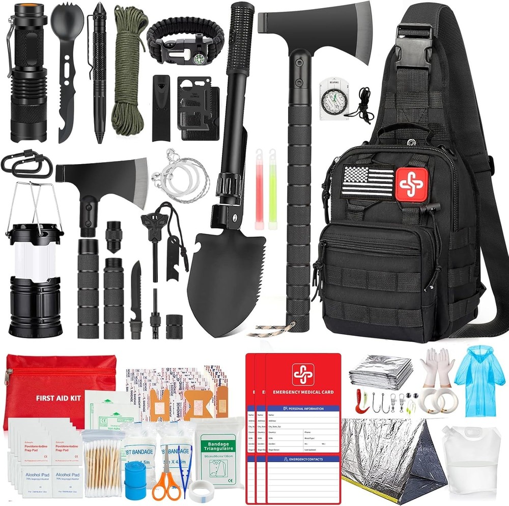 262Pcs Survival Gear Kit with First Aid Pouch and Emergency Supplies