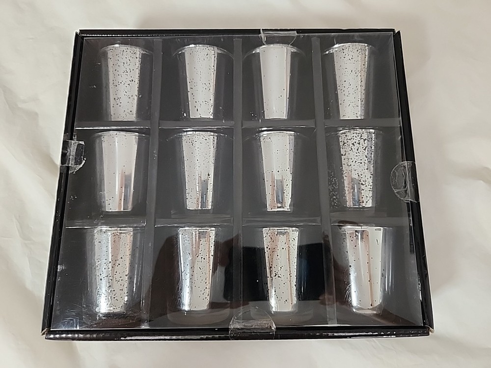 Pfaltzgraff Mercury Glass Speckled Tealight Holder Set of 12