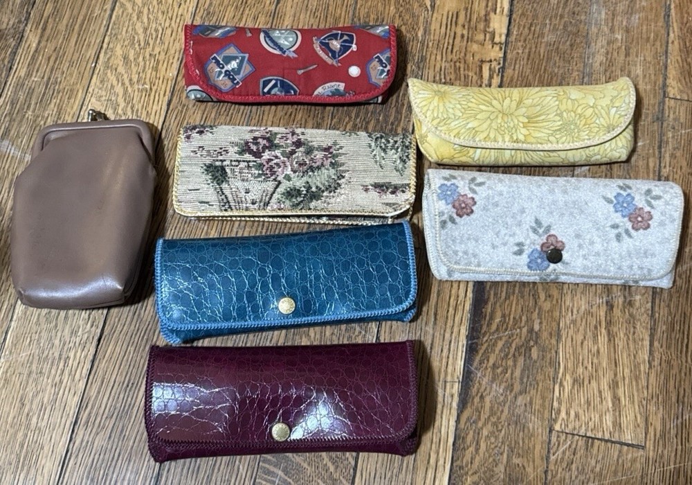 Vintage Lot of 7 Eyeglass Cases with Rare Golf Cigarette Lighter Holder