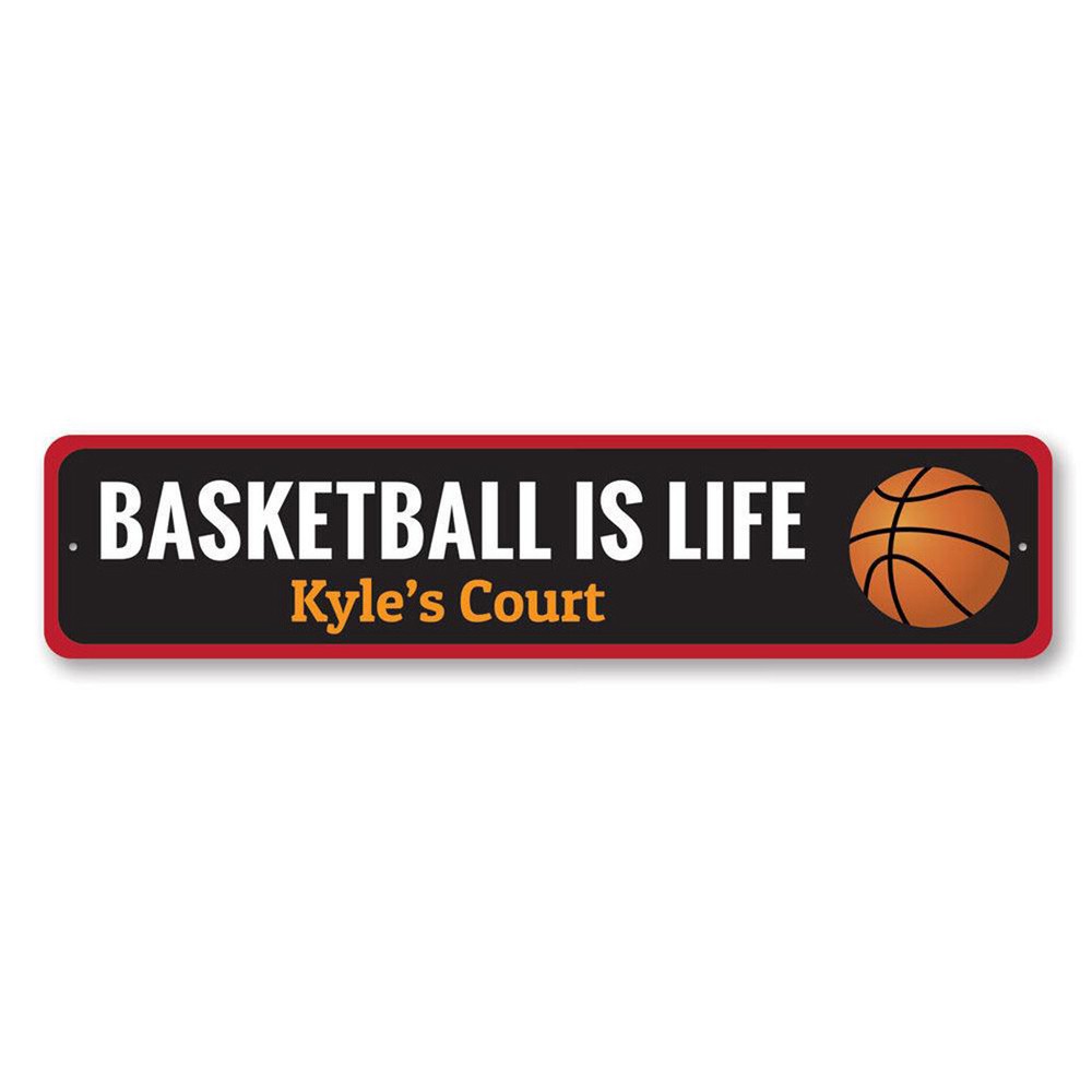 Basketball Is Life Sign, Custom Kid Name Bedroom Aluminum Metal Decor Sign