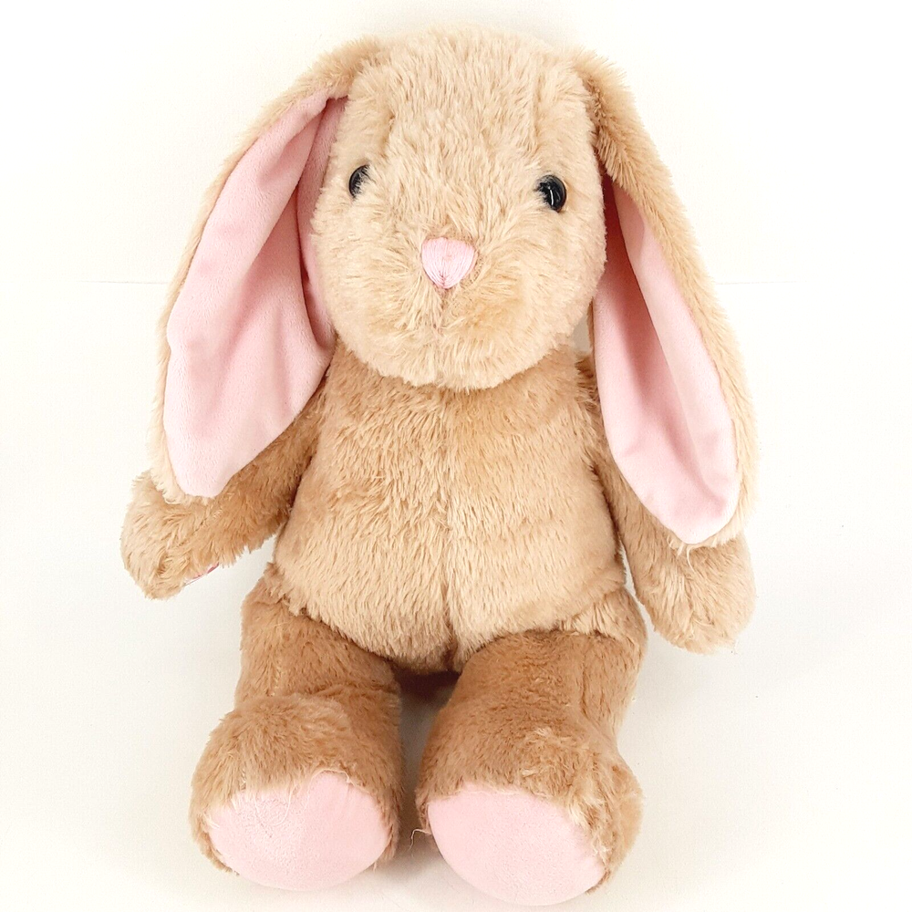 Vintage 90s Build-a-Bear Bunny Rabbit Light Brown Tan with Pink Floppy Ears