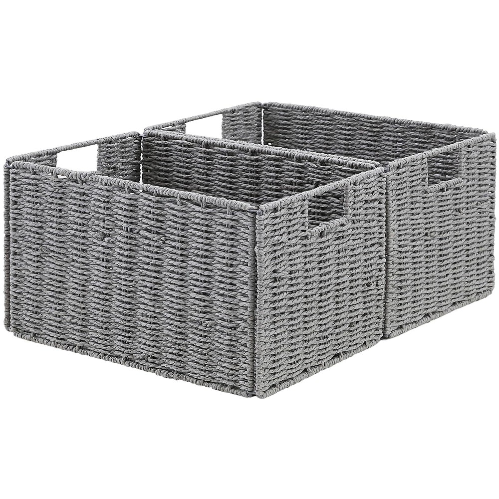 Wicker Storage Basket, Set of 2 Hand-Woven Paper Rope Wicker Basket, Small St...