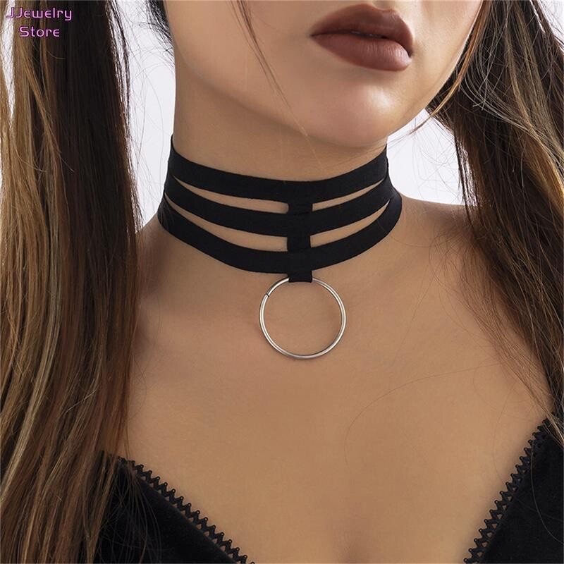 Women's Fashion Jewelry Black Velvet Velvet Layered Choker Collar Necklace