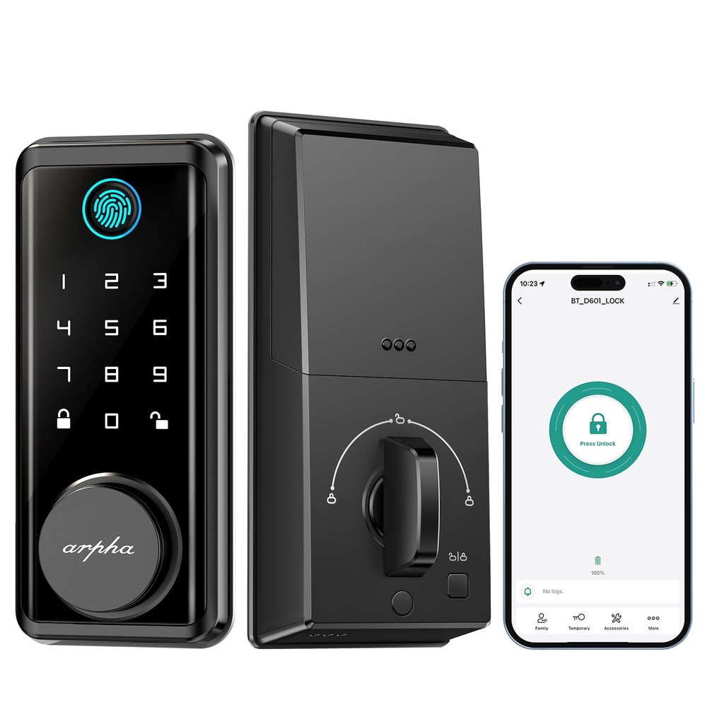Smart Keyless Fingerprint Door Lock with Multiple Entry Options and Deadbolt