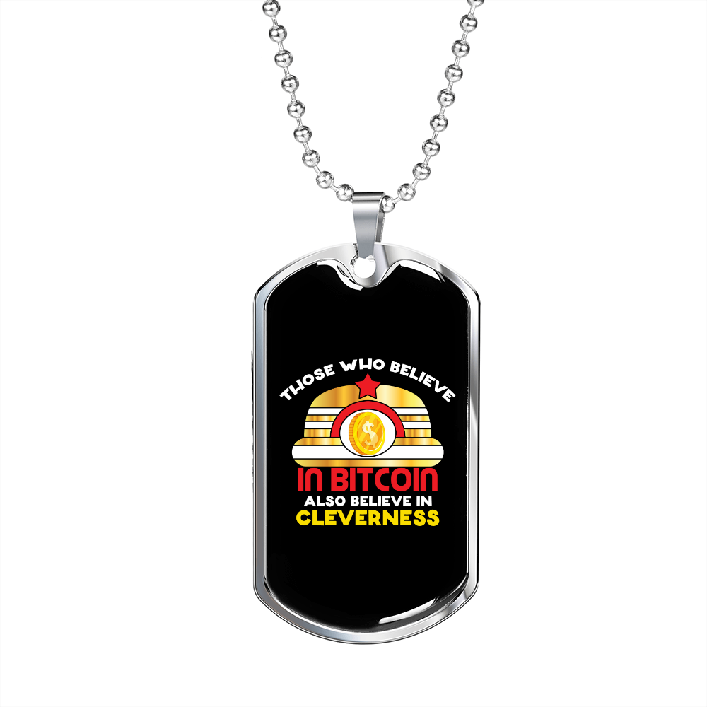 Cleverness    Necklace Stainless Steel or 18k Gold Dog Tag 24