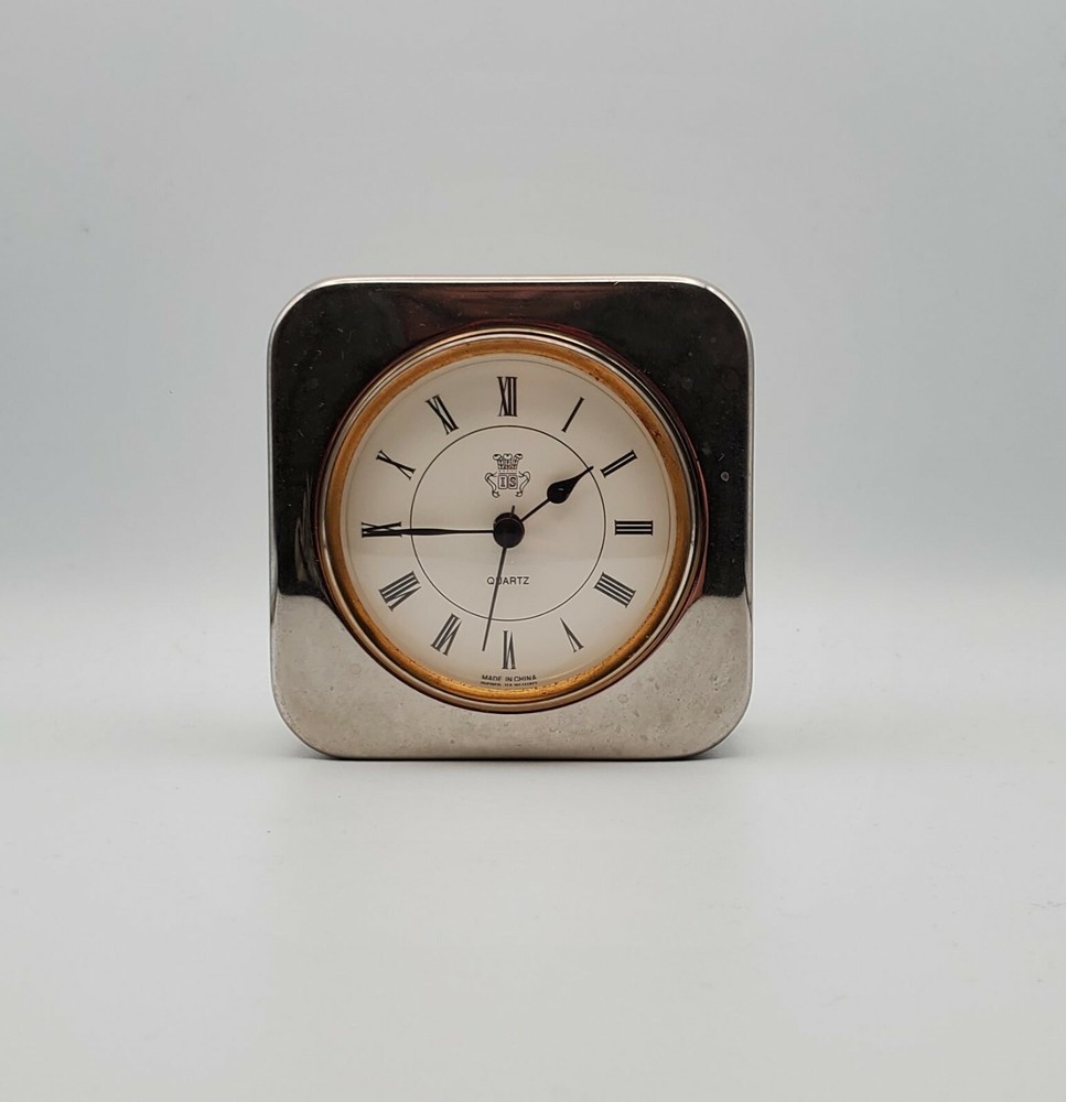 Vintage Silver Plated Quartz Mantle Clock by International Silver Co  