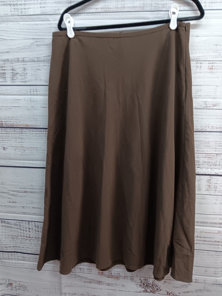 Croft & Barrow Womens 14 Brown Plaid Stretch A-Line Skirt with Zip