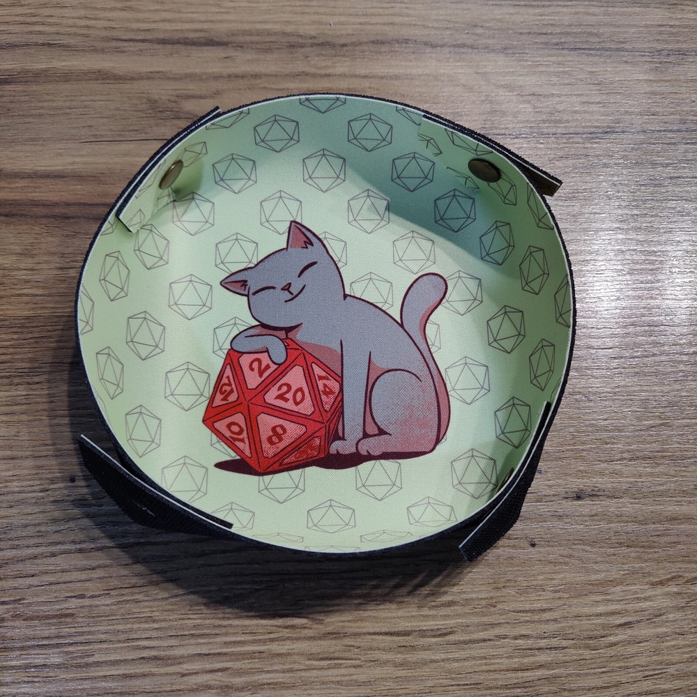 Cat Pattern Folding Dice Tray, Portable D&D Mat, Neoprene Foldable rolling tray