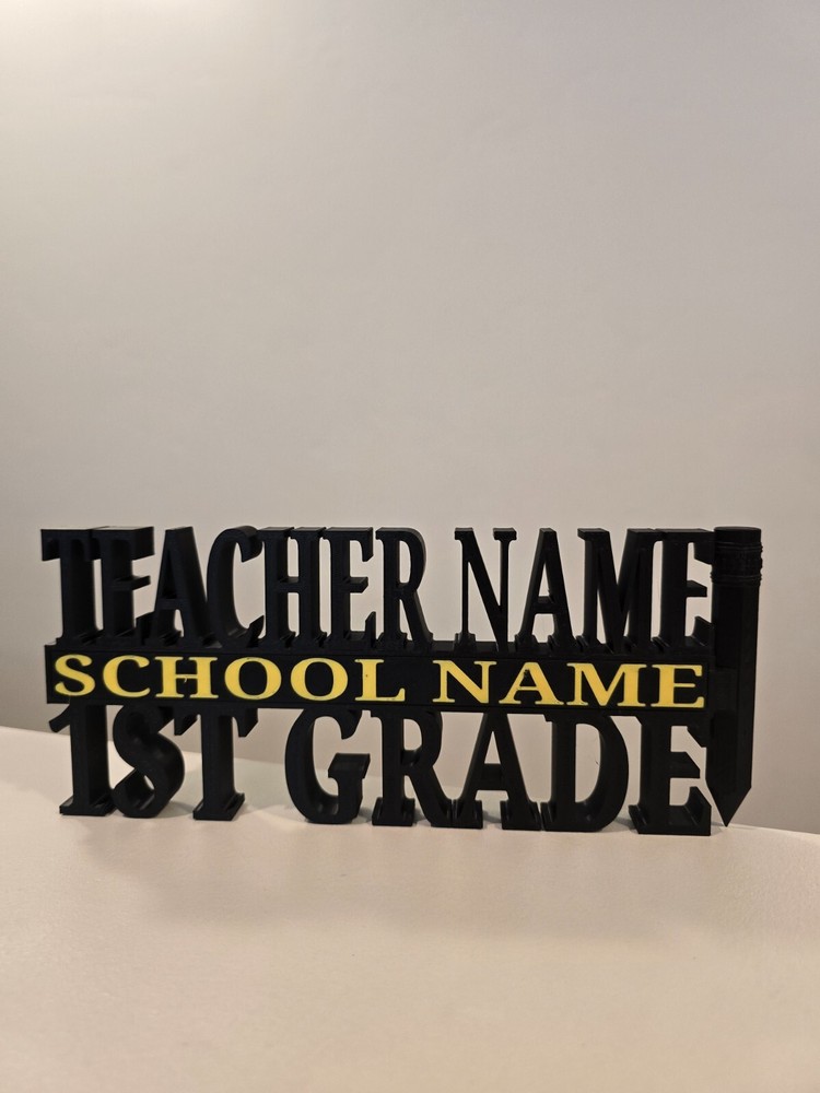 Personalized Teacher / Educator Desk Name Plate - Custom Name and Grade / School