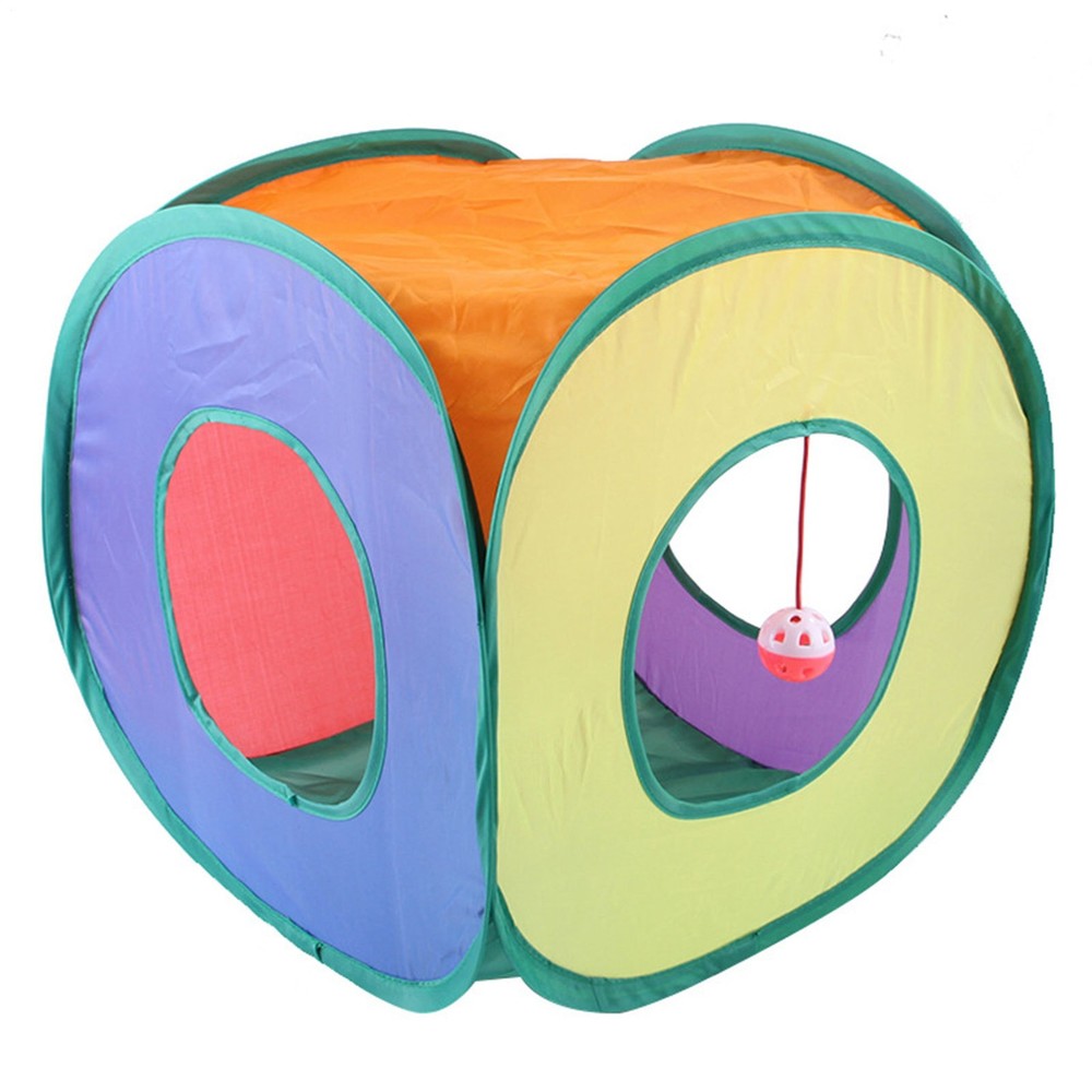Foldable Cat Tunnel Cube Teepee Toy for Playful Indoor Cats