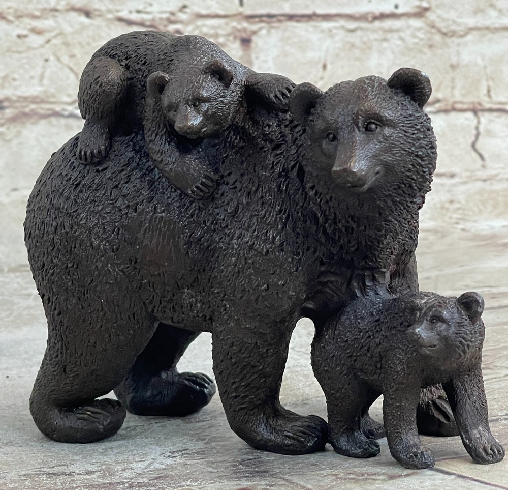 Classic Bronze Bear Family Wildlife Sculpture Art Figurine