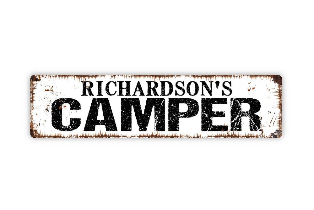 Personalized Camper Sign, Custom Metal Sign, Rustic Street Sign or Door Name