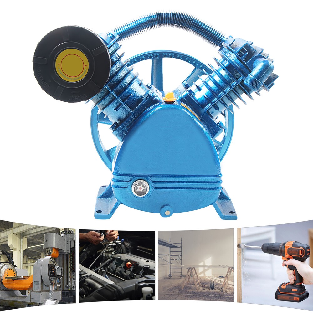 175PSI 5.5HP Twin Cylinder V-Type Double Stage Air Compressor Pump Head