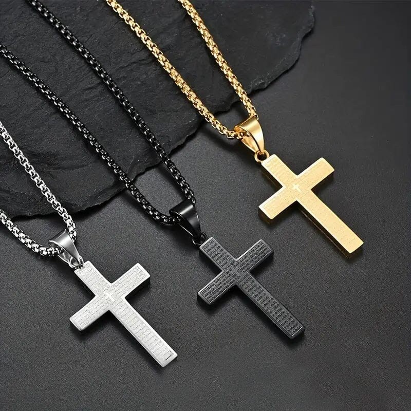 Titanium Steel Cross Prayer Pendant Necklace