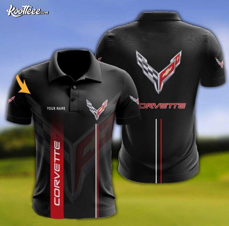 Custom Chevrolet Corvette Black Polo Shirt for Car Enthusiasts-image