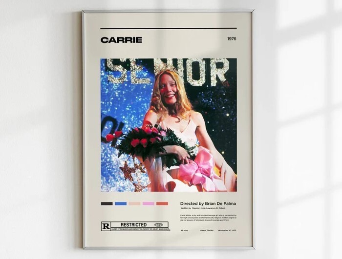 Carrie minimalist mid-century movie poster wall art