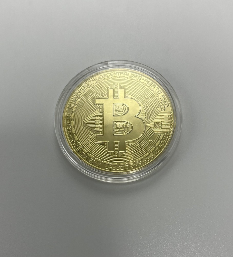 BITCOIN 5 PC Gold Plated Physical Collectors Coin Blockchain Cryptocurrency BTC-image