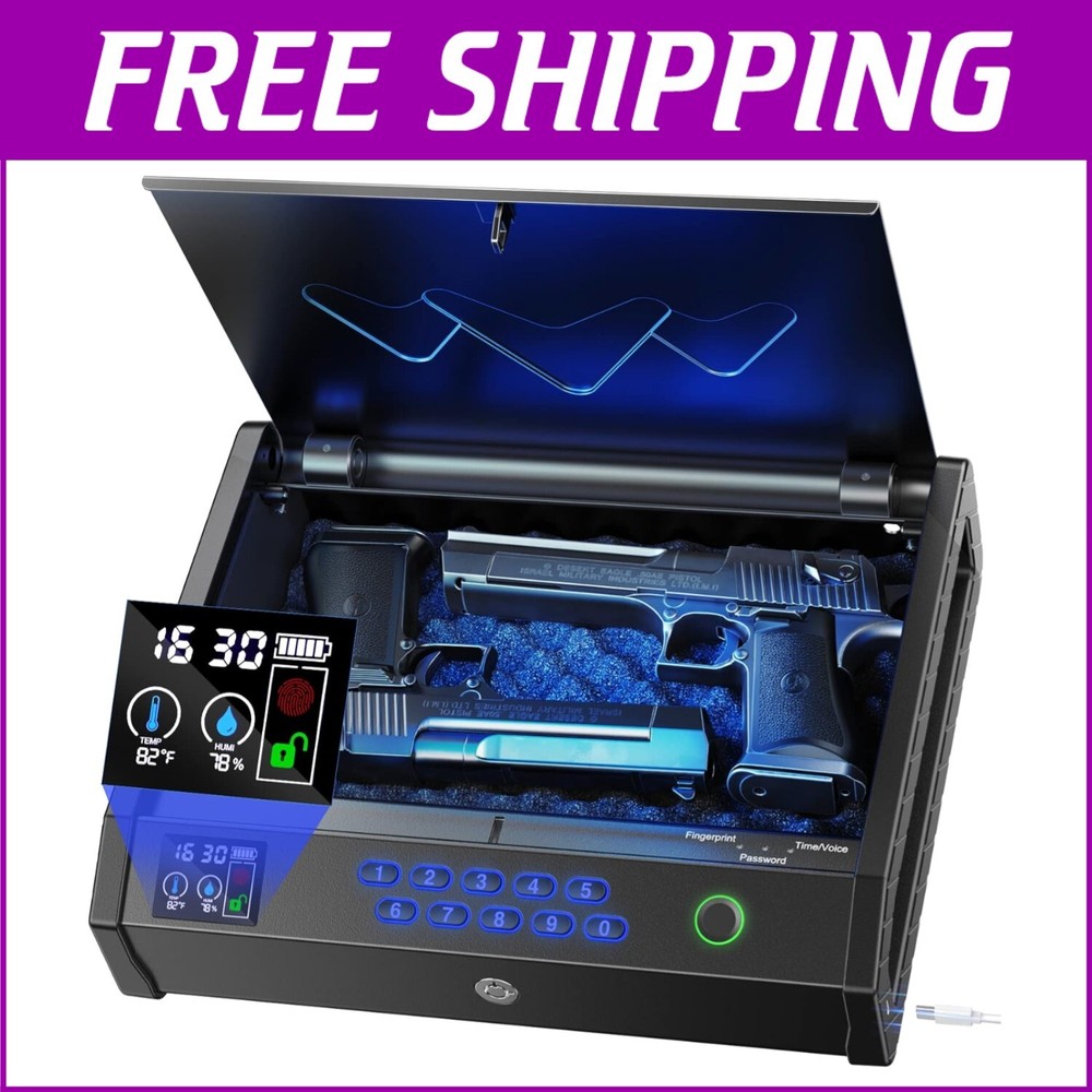 Biometric Fingerprint Gun Safe with LCD Display for Secure Firearm Storage-image